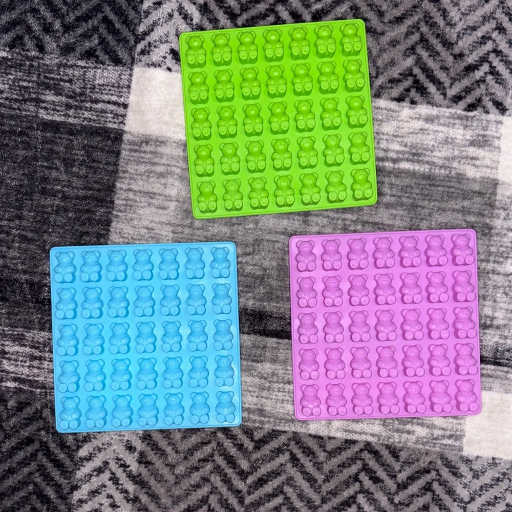 Silicone Gummy Bear Molds - Green, Blue, and Pink